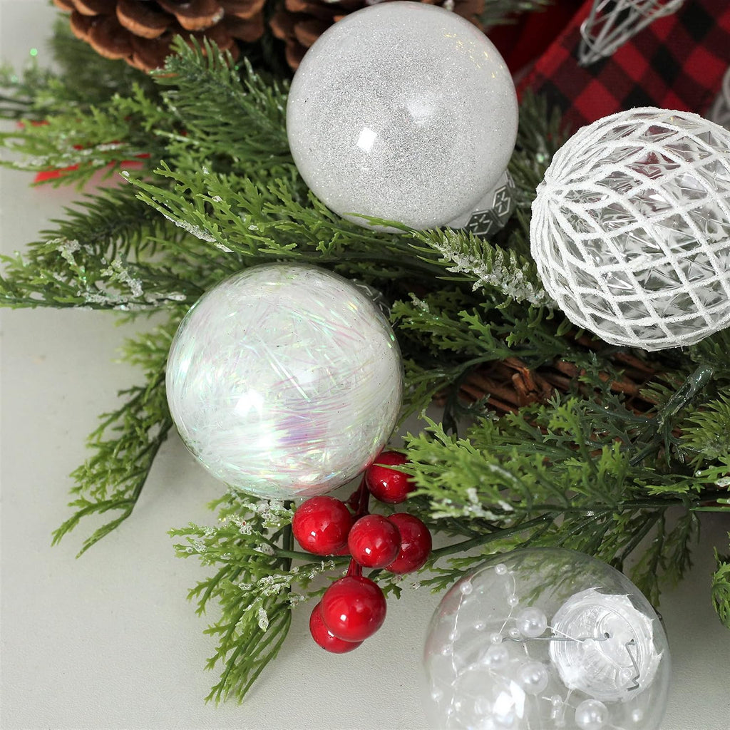 Clear Christmas Ball Ornaments, 2.36 Inch White Christmas Ornaments Balls with Delicate Stuff Shatterproof - Set of 30