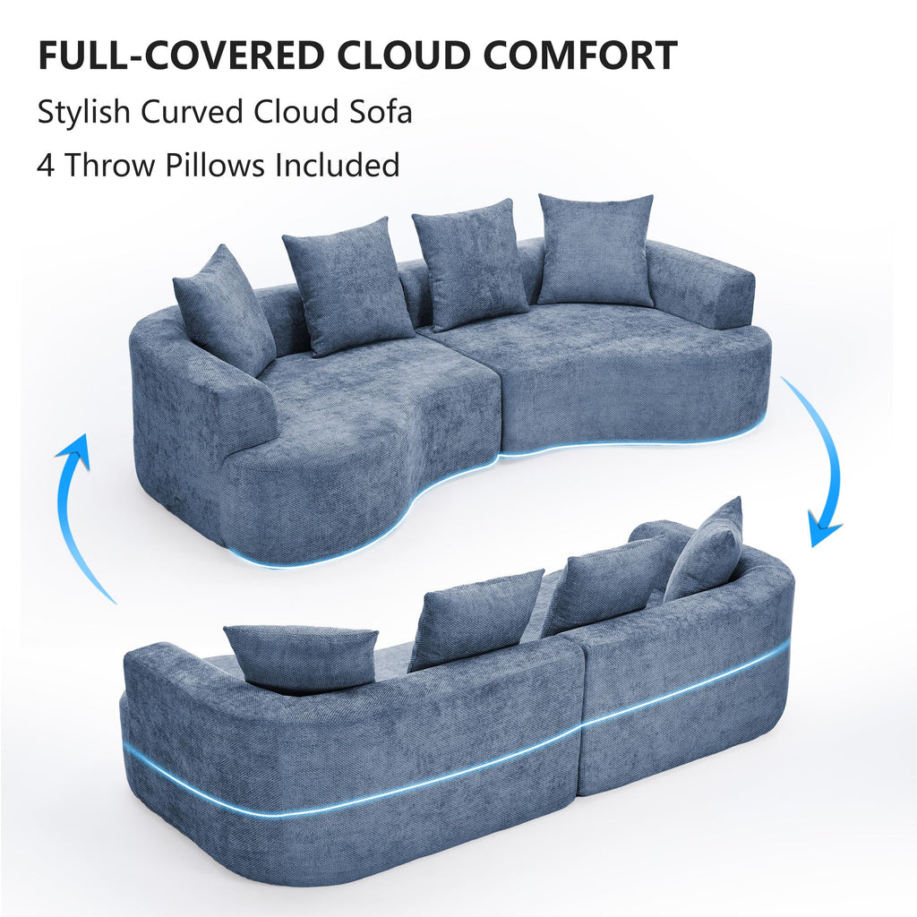 109" Curved Sectional, Modern Chenille Fabric Modular Couch