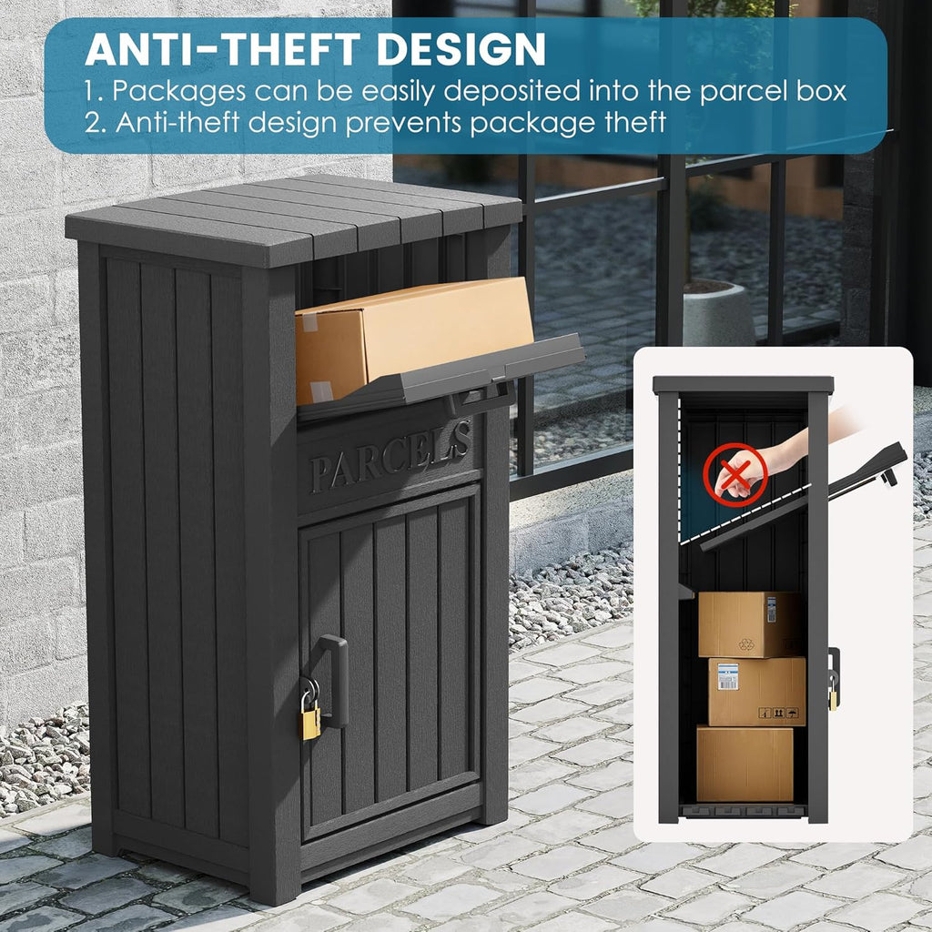 Package Delivery Box with Sign, Large Lockable & Weatherproof Anti-Theft Parcel Drop Box Storage