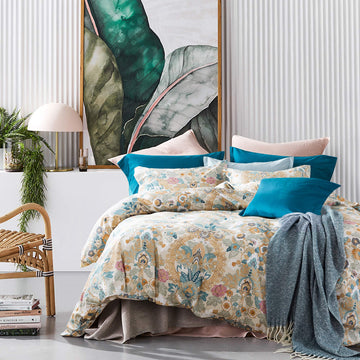 Damask Medallion Luxury Duvet Quilt Cover Boho Paisley Print Bedding Set 400 Thread Count Egyptian Cotton Sateen