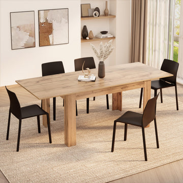 Easy, Extendable Dining Table, 55, 1(86, 6) x35, 4 in, Rustic Oak, for 6-8 People, Expandable Dining Table, Italian