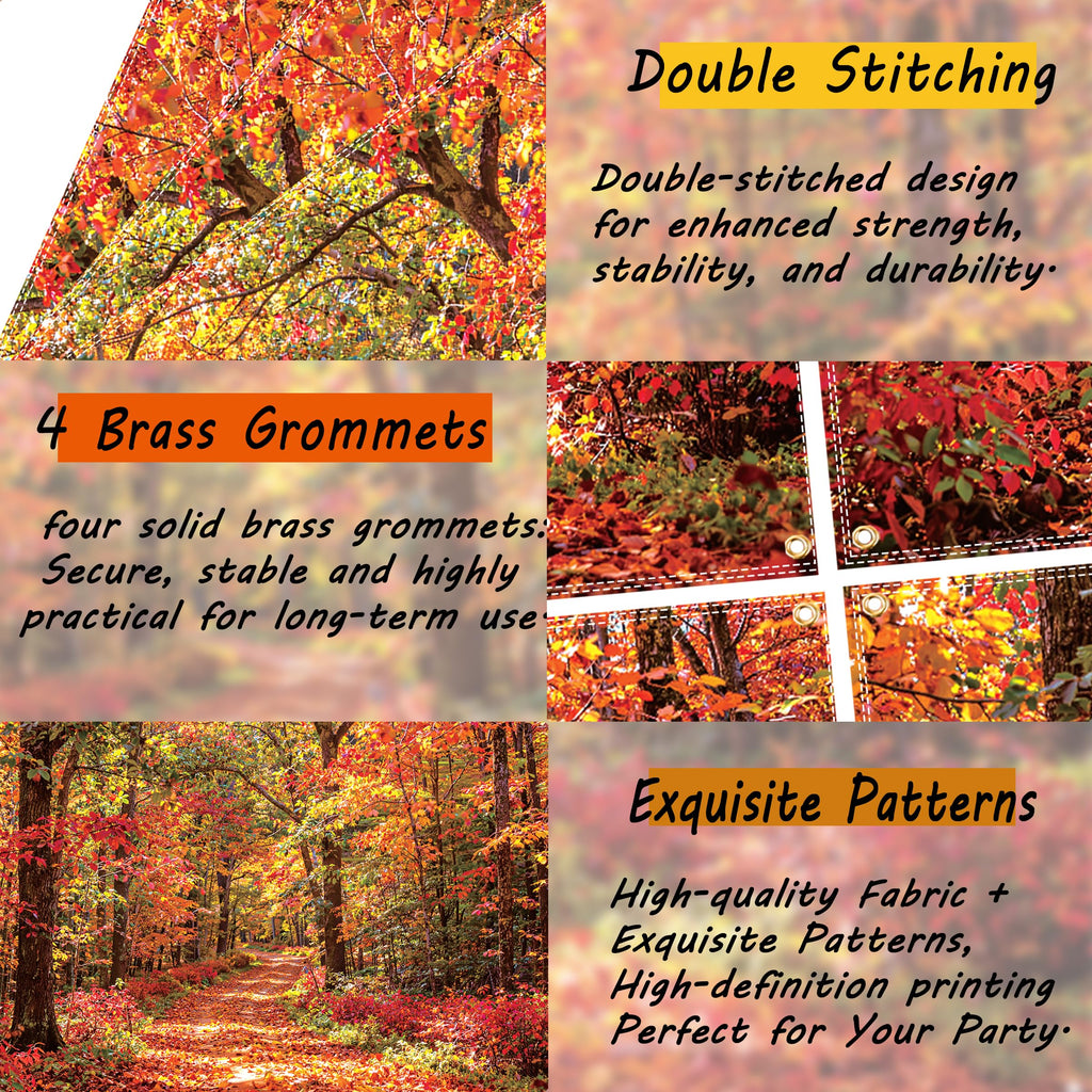 Fall Backdrops 10×6.5Ft with 100pcs Dual‐Color Maple Leaves for Photography