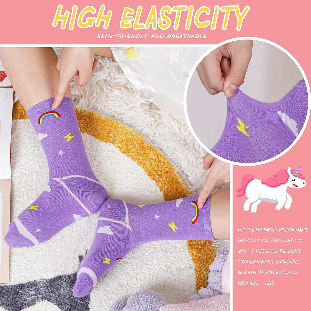 Unicorn Socks Gifts for Girls kids Cute Animal Fun Crew Fashion Funny Novelty Soft Cotton Socks 6 Pairs