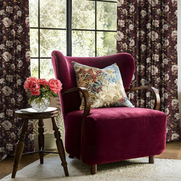 Rust Red Floral Velvet Curtains 84 Inch Long Bedroom Living Room
