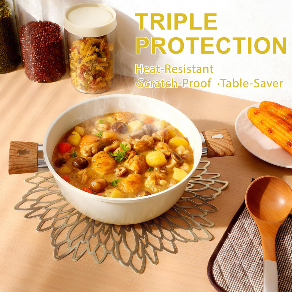 Set of 4 Round Placemats Gold, Heat-Resistant PVC Table Mats with Luxury Metallic Glossy Finish for Thanksgiving