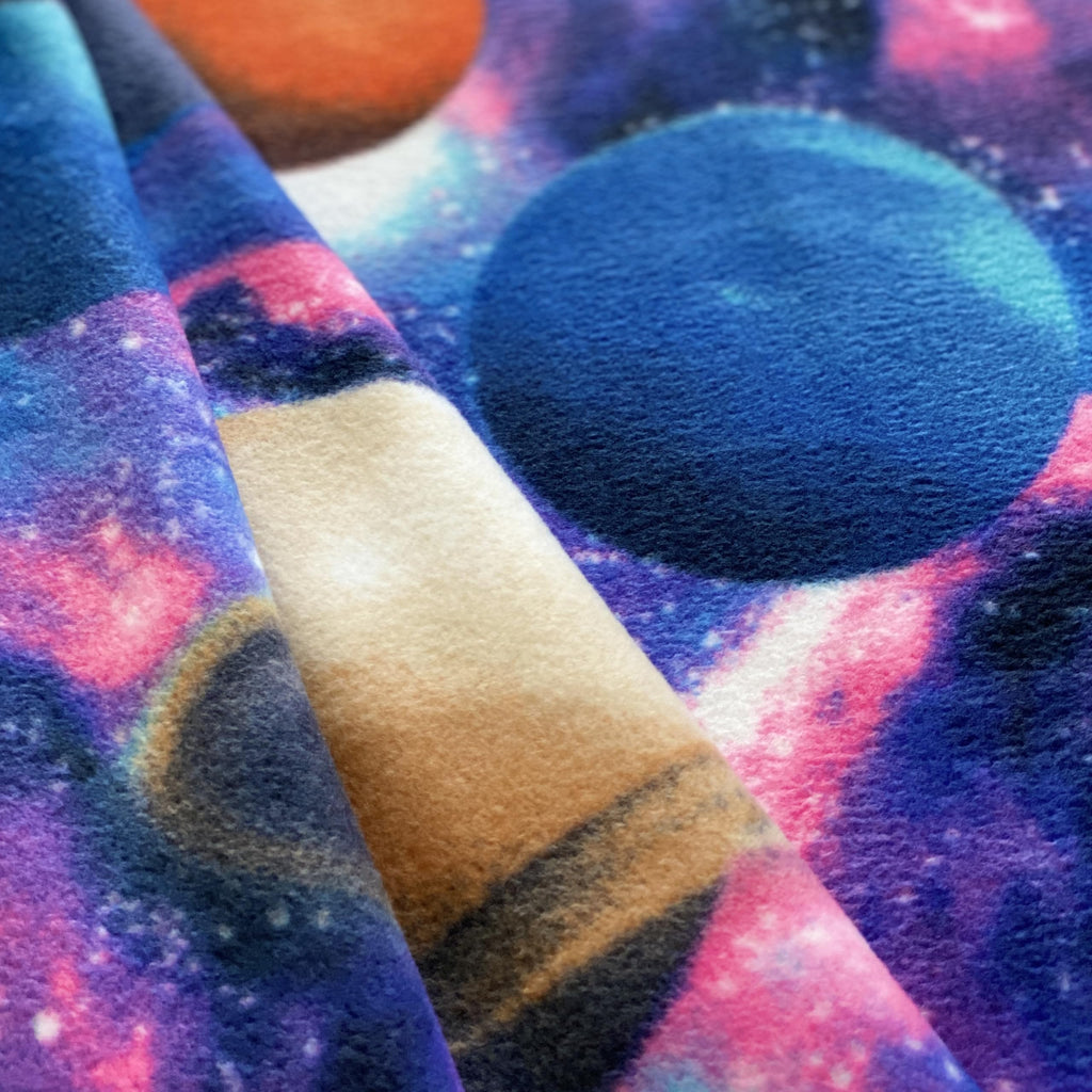 Universe of Planets Anti-Pill Premium Fleece Fabric By The Yard