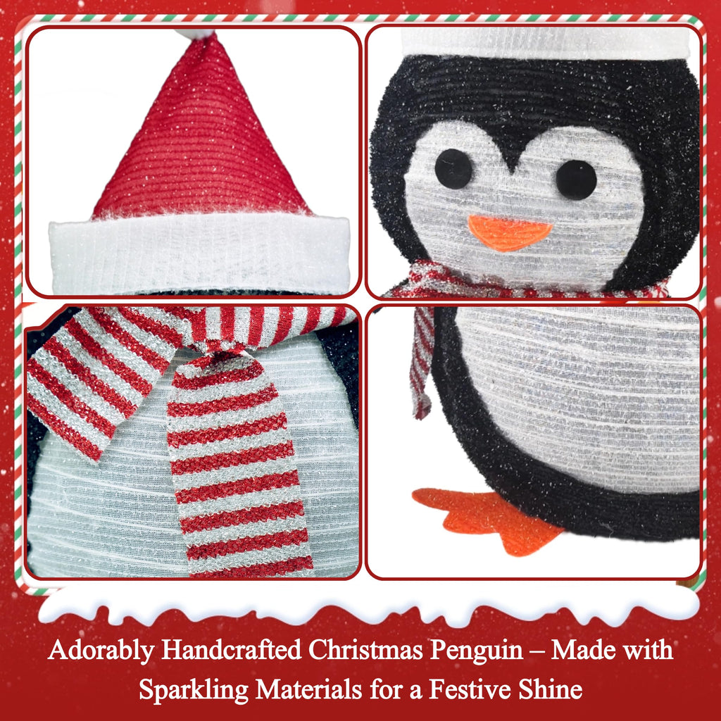 27.5-Inch Lighted Christmas Penguin for Outdoor Christmas Decorations, Pop-Up Penguin Yard Decor with 45 Cool White