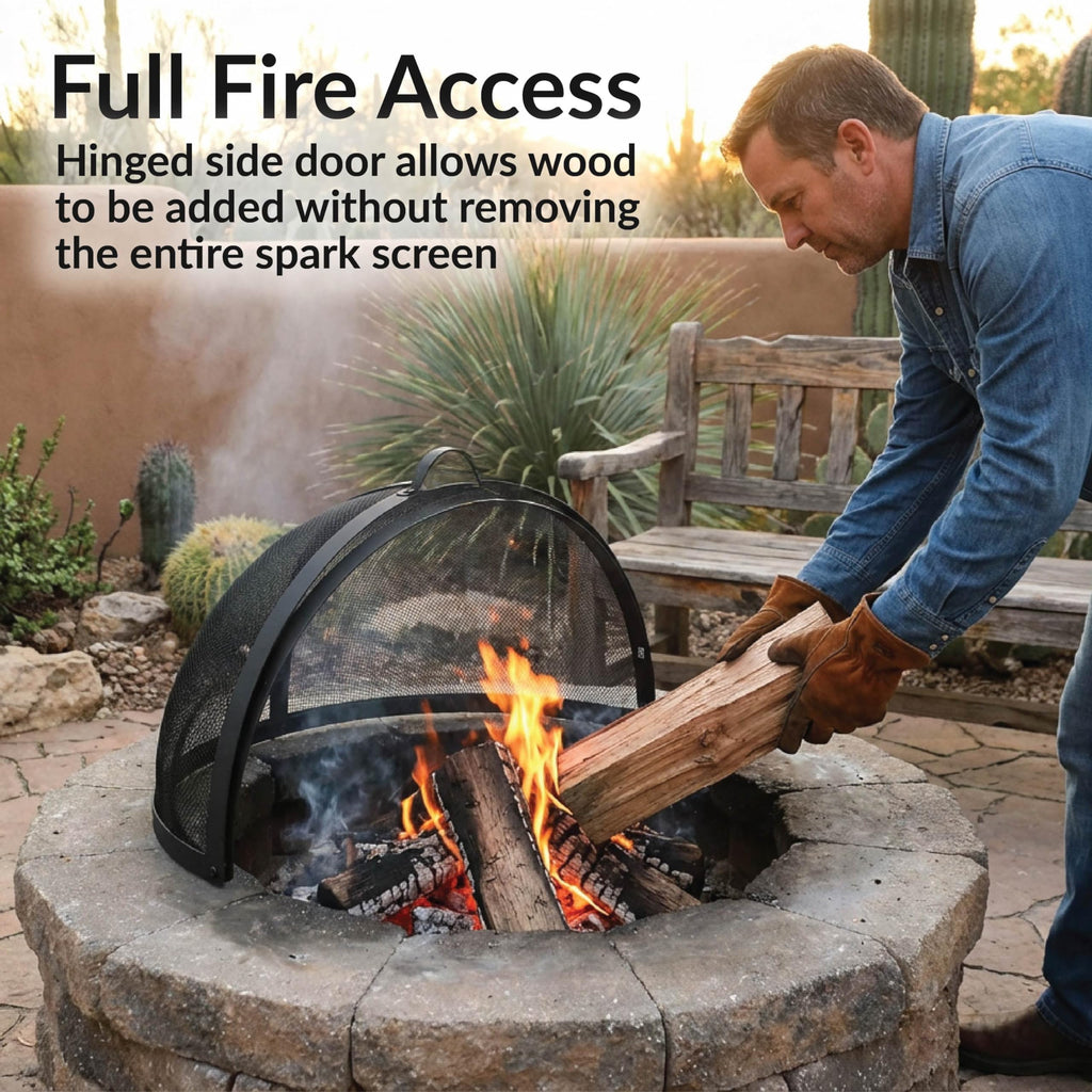 Outdoor Fire Pit Screen Cover, Round, Easy Access Door, 36" Dia