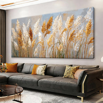 Modern Abstract Canvas Wall Art Decor Brown Wheat Ears Wall Decor 20" X 40"