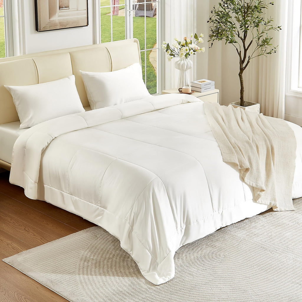 Summer Lightweight Bamboo Comforter, Off White, King