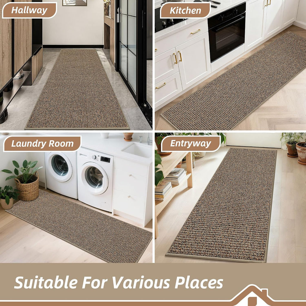 Hallway Runner Rugs 2x6, Hallway Rug Non-Slip Washable, Taupe | (Rolled-Up NO Creases) Runner Rug Absorbent Stain