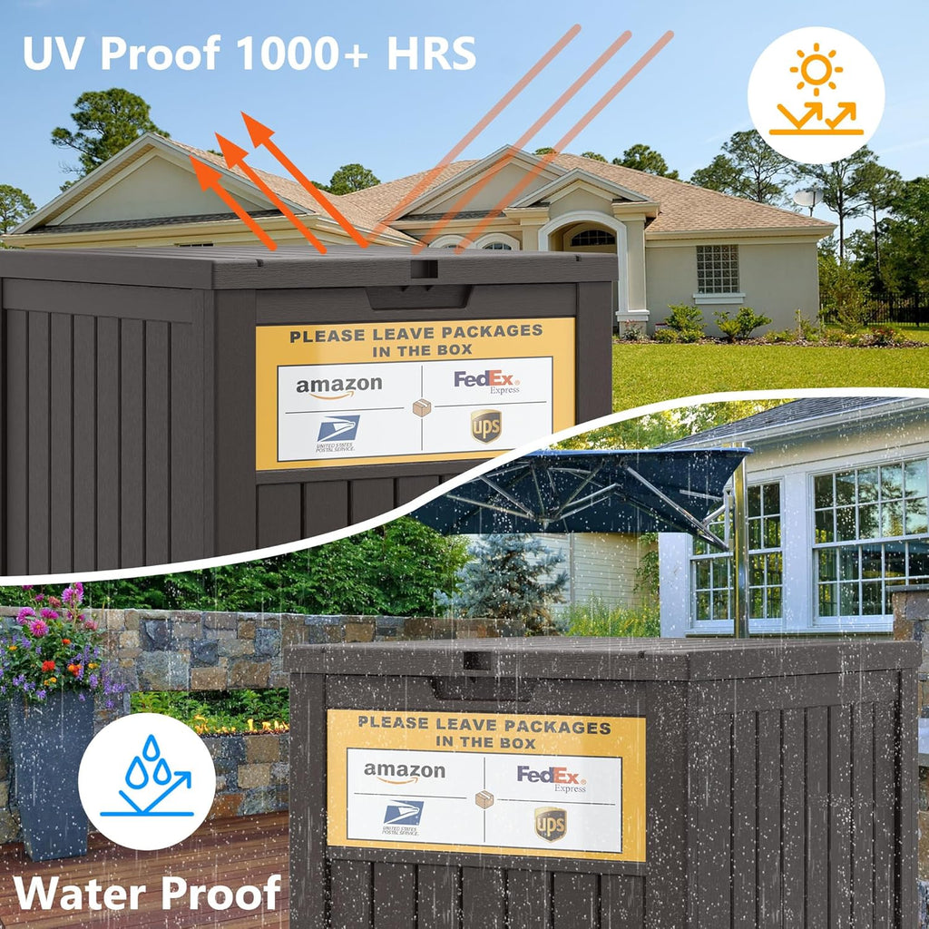 Package Delivery Box 48 Gallon Storage with Lockable Secure, Large Resin Outdoor Package Drop Container