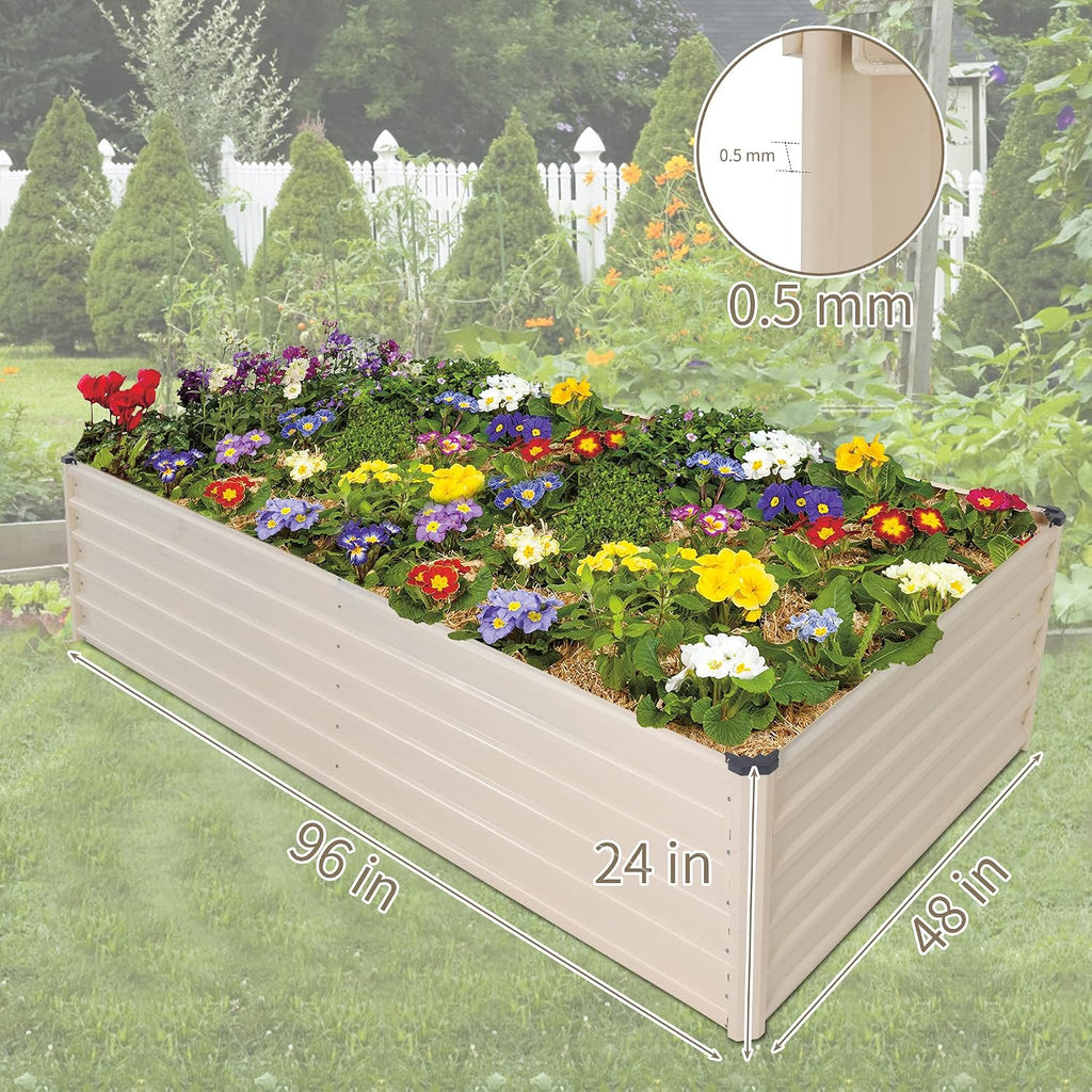 Galvanized Raised Garden Bed Kit, 8x4x2ft Planter Raised Garden Boxes Outdoor with Anti-Rust Paint, Rectangle Metal