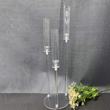 6 Set 3 Arms Acrylic Candelabra Centerpieces,30.7" Clear Candlesticks Holder with Acrylic Shade for Valentine's Day