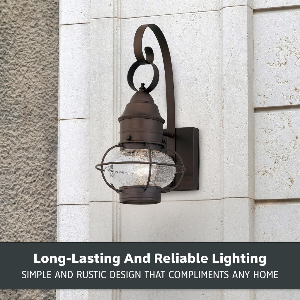 Nantucket Outdoor Light Fixture, 14.25 Inch Exterior Wall Lantern Sconce for Front Door, Patio and Porch, Rustic