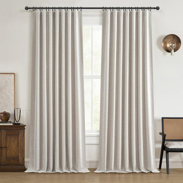 Black Out 96 Inch Long Boho Curtains 2 Panel Set, Farmhouse Curtains for Living Room Darkening/Thermal/Noise