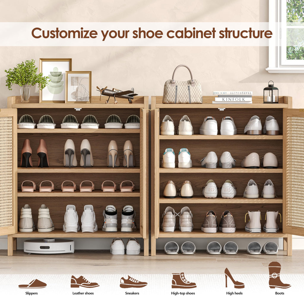 Rattan Shoe Storage Cabinet, 5-Tier Shoe Cabinet