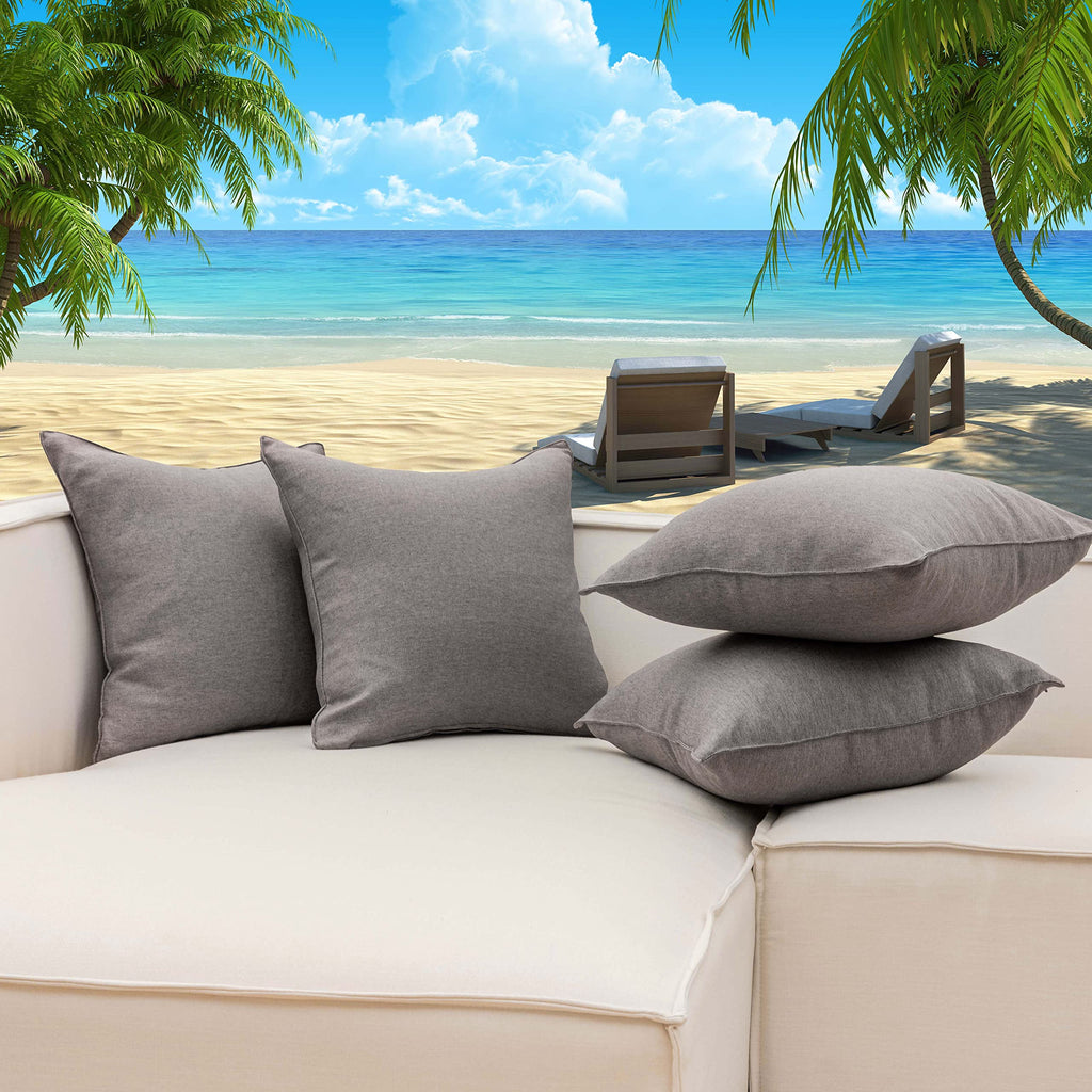 20x20 Pillow Covers Outdoor Throw Pillow Shams Grey Cushion Covers, 20 inches, 50 cm, Pack of 4, Charcoal Gray