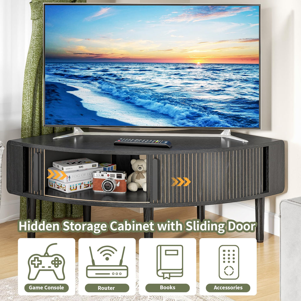 44 Inch Curved Corner TV Stand for Ups to 40" TVS, Black