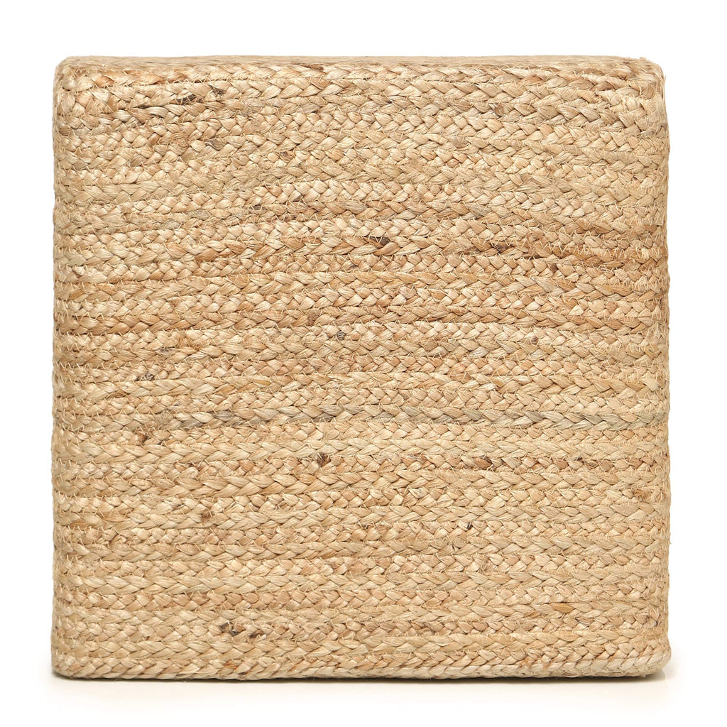 Cube Pouf Foot Stool Ottoman - Classic Jute Poof - Natural