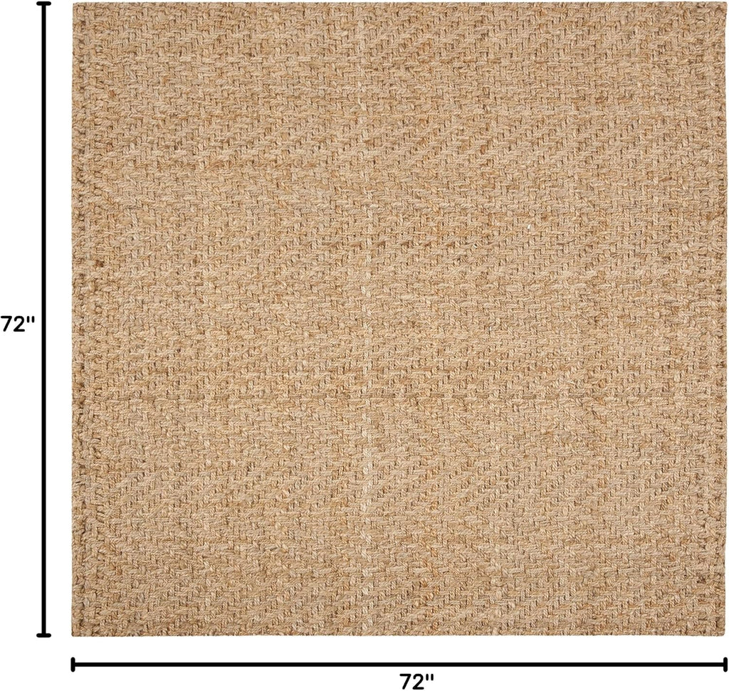 Natural Fiber Collection Area Rug - 6' Square, Natural, Handmade Jute, Ideal for High Traffic Areas (NF265A)