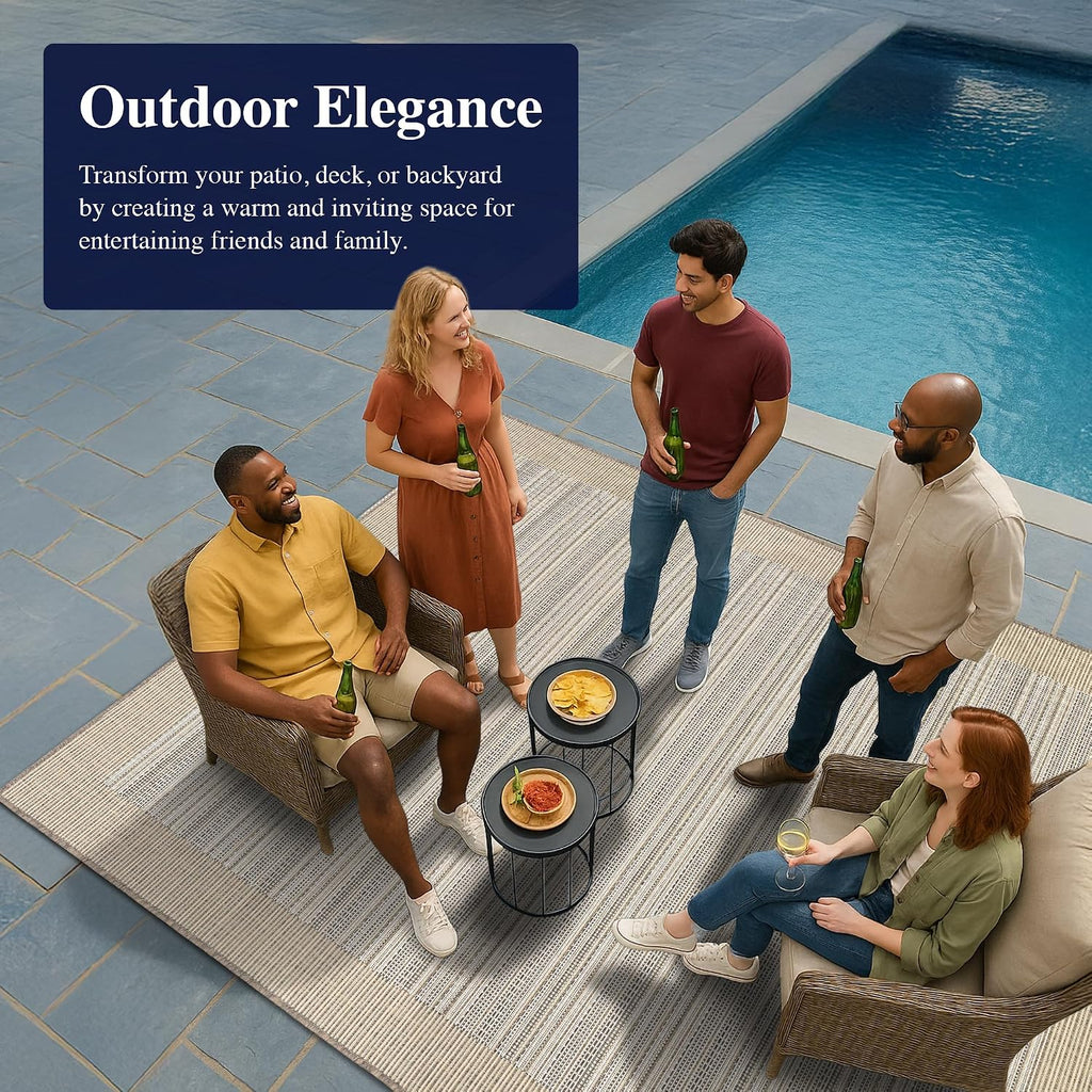 Monaco Bowline Striped Outdoor Area Rug, Brown
