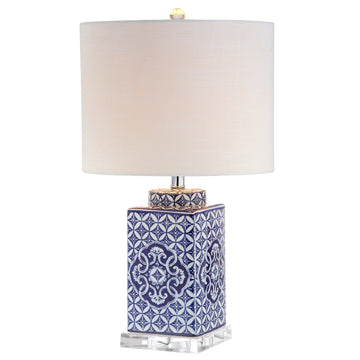 Choi Chinoiserie Ceramic Table Lamp 23", Blue/White