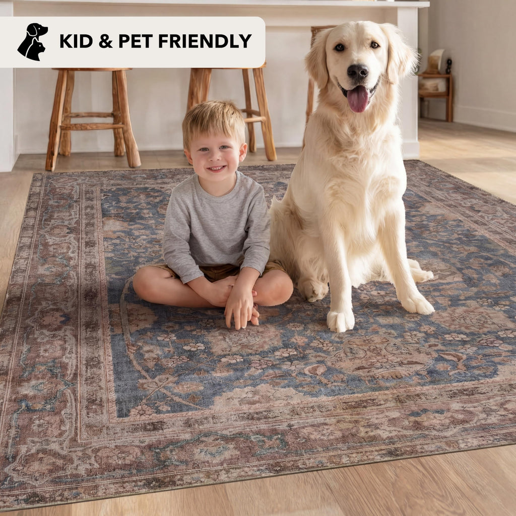 2'6"x7' Runner Rug, Washable Area Rug, Low Pile, Non-Slip Backing
