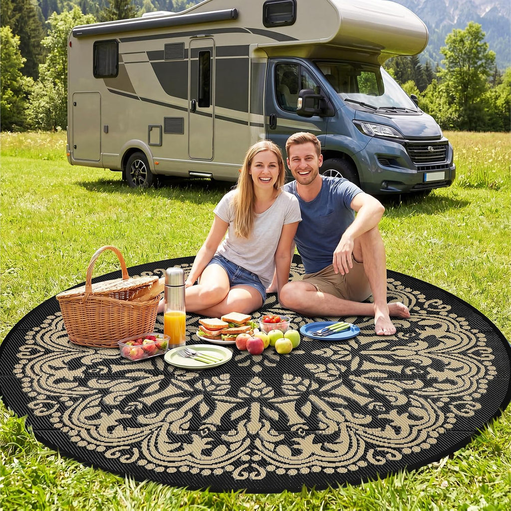 Round Outdoor Patio Rugs 6Ft Waterproof Indoor Outdoor Area Rugs Clearance Reversible Straw Rugs Circle Area Rugs for