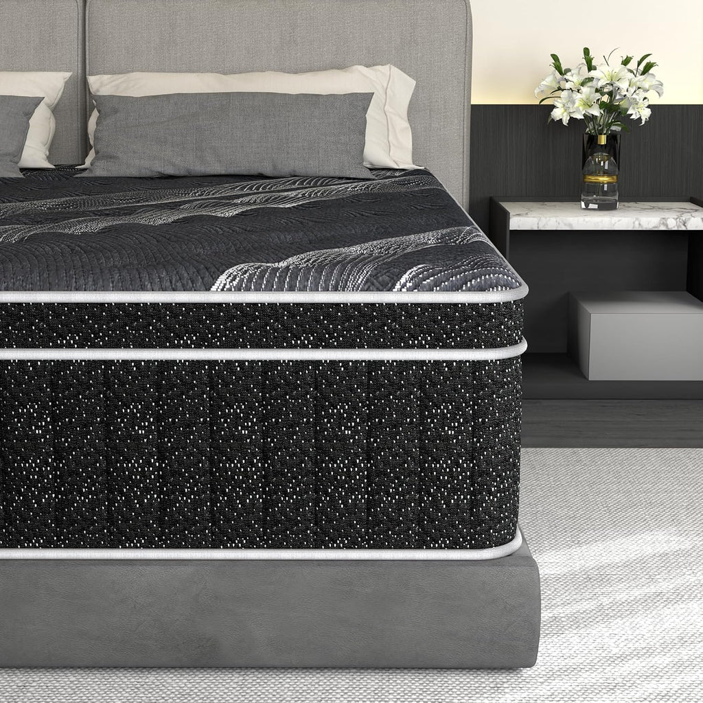 Mattress King Size 14 inch, Hybrid Memory Foam King Mattress in a Box, Individually Pocket Springs, Medium Firm Feel