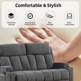 Manual Recliner Sofa Set, Fabric Home Theater Seating with Side Pockets and Cup Holders
