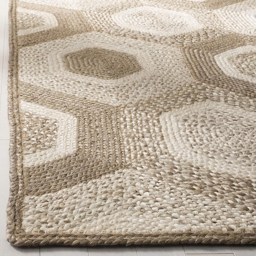 Natural Fiber Collection Area Rug - 6' Square, Grey & Ivory, Handmade Honeycomb Woven Jute, Ideal for High Traffic