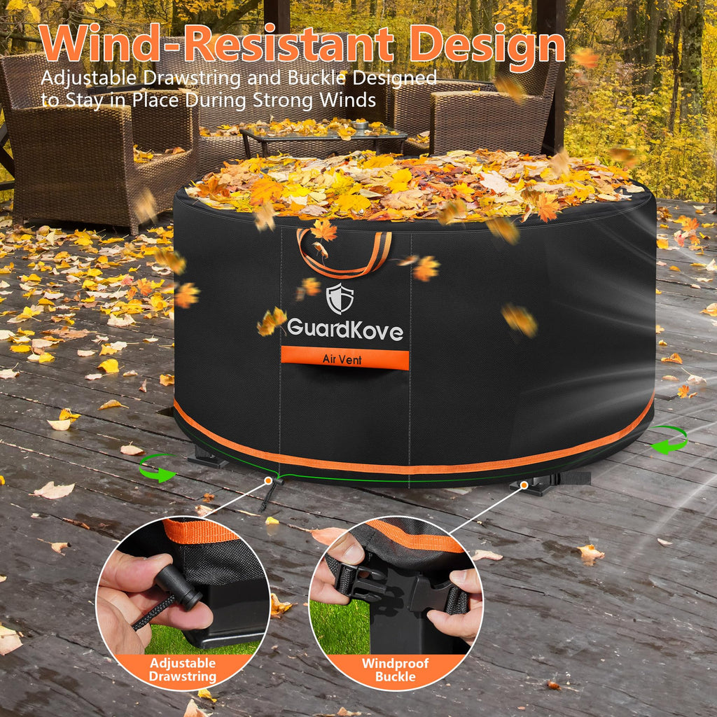 Upgraded 1000D Heavy Duty Fabric] 48 inch Fire Pit Cover Round