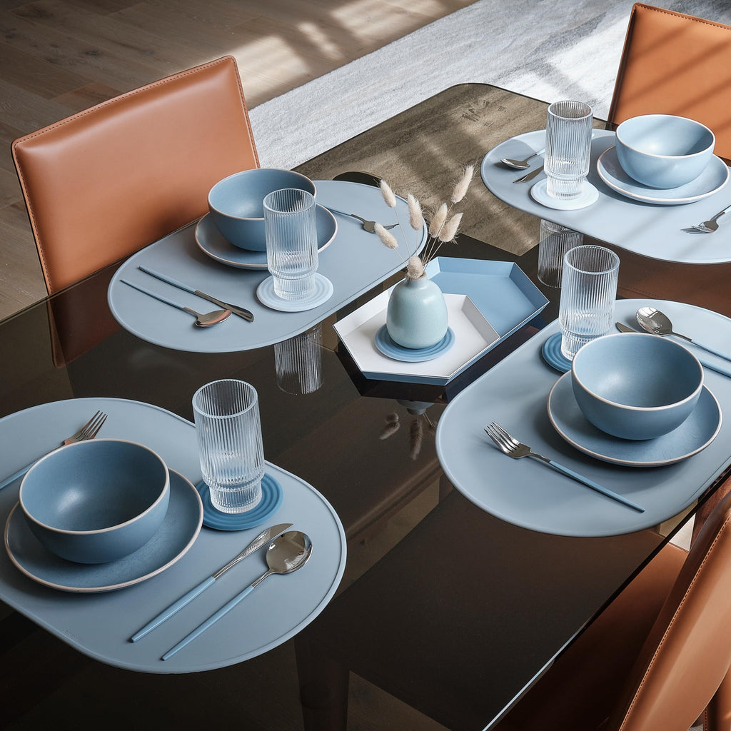 Oval Silicone Degrē Placemats, Chalk (20.5"x13", Set of 2)