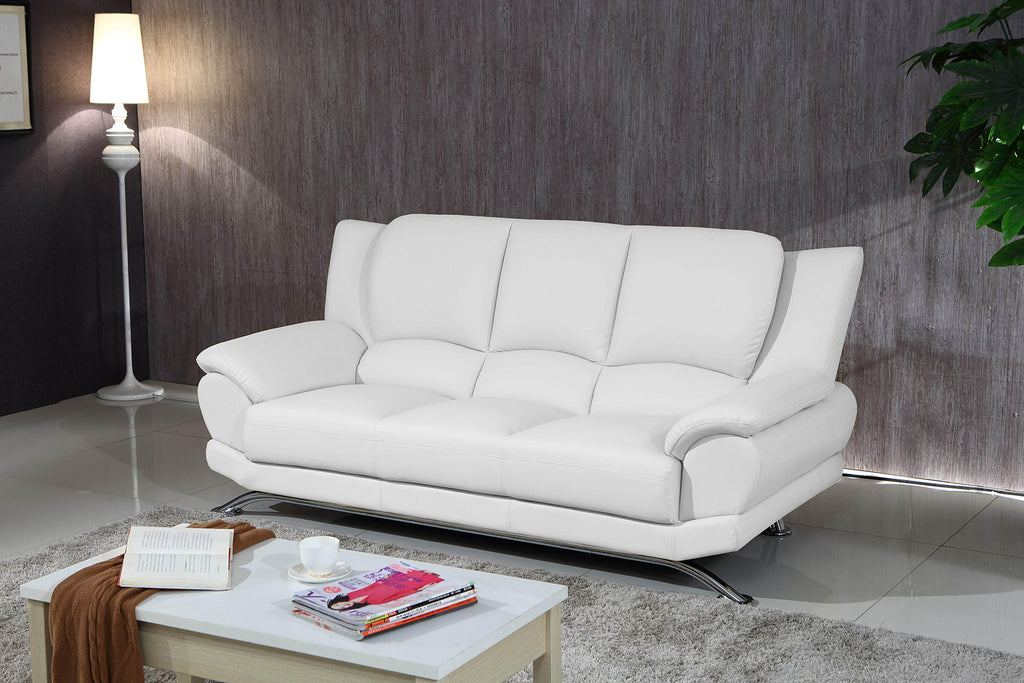 Milano Contemporary Leather Sofa Set (White)