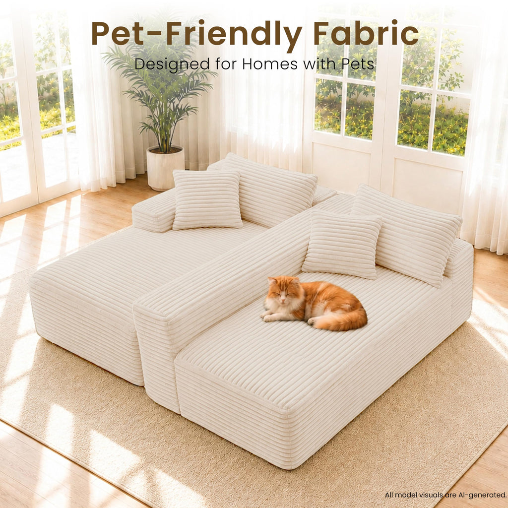 95" Modular Sectional Sofa, Boneless Chaise L-Shaped Couch