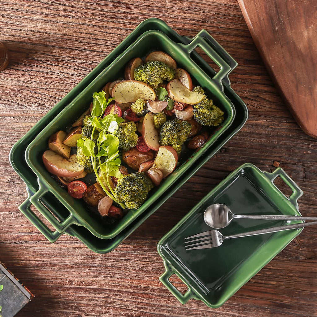 Ceramic Bakeware Set, Porcelain Rectangular Baking Dish, Baking Pan Lasagna Pans Casserole Dish Set for Cooking