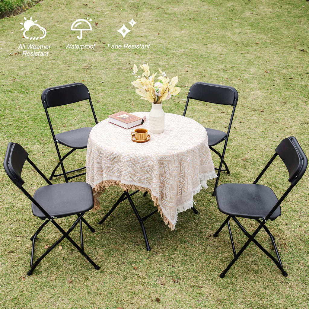 6 Pack Plastic Folding Chair, 300lb Capacity, Portable Commercial Chair with Steel Frame Wedding Party Indoor Outdoor
