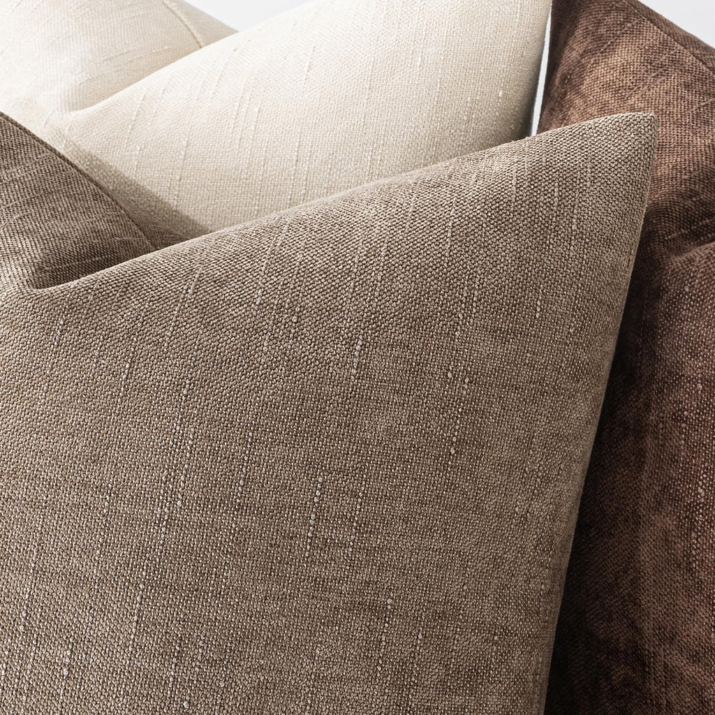 26x26 Inch Euro Sham Chenille Throw Pillows Set of 2 Soft Accent Taupe Grey Neutral Farmhouse Textured Cushion Covers