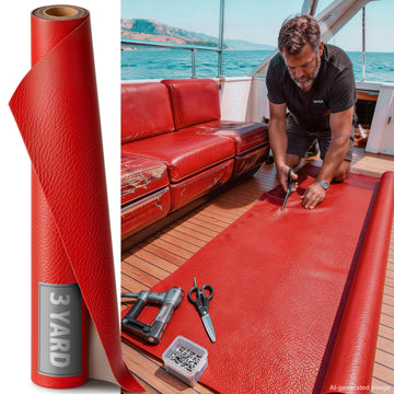 Vinyl Faux Leather: 3 Yard Roll Red Upholstery Fabric 0.6mm Premium Faux Leather - UV, Waterproof & Scratch-Resistant