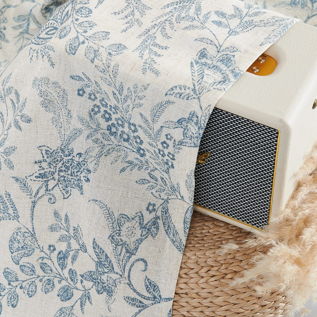 Blue Farmhouse Linen Valance Curtain 20 Inch Tie Up 1 Panel