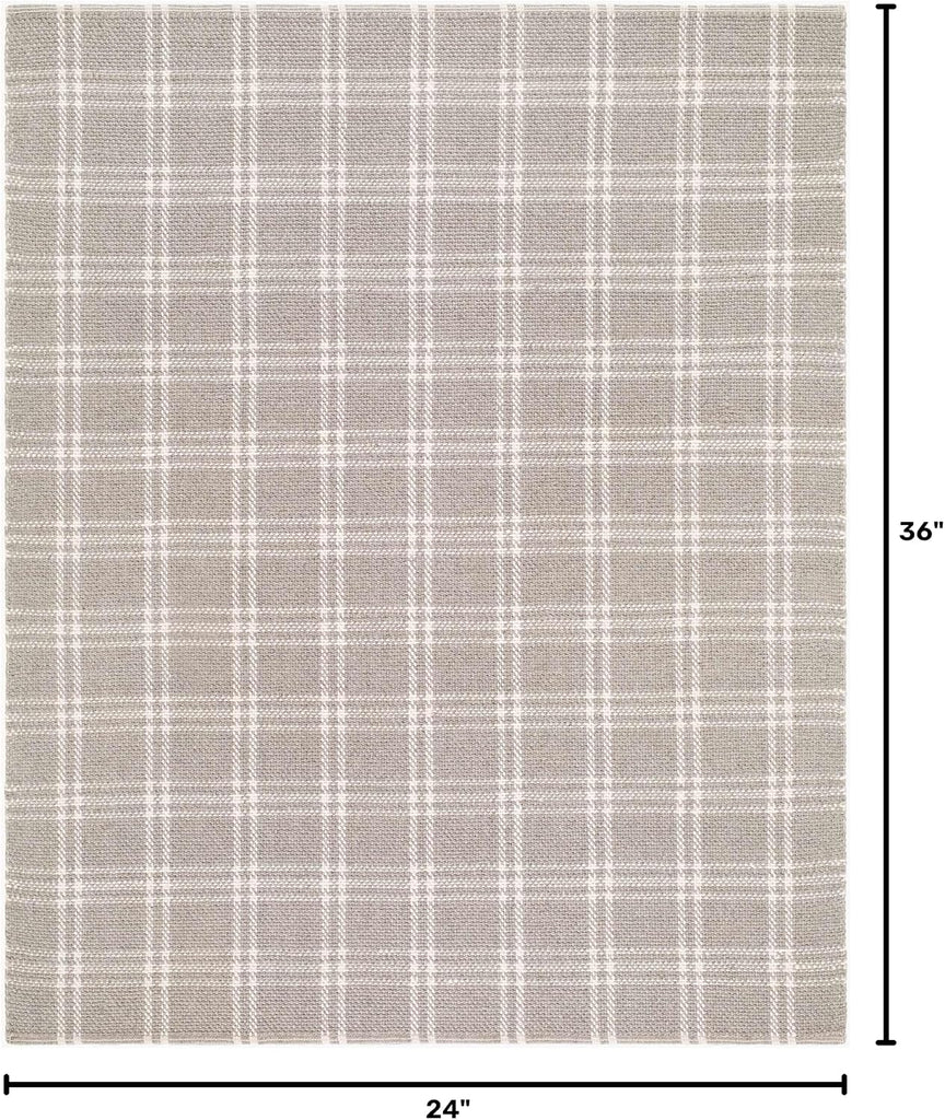 Dhyana Wool Living Room, Bedroom Area Rug - Plaid Checkered Geometric Striped - Contemporary Modern Minimalist