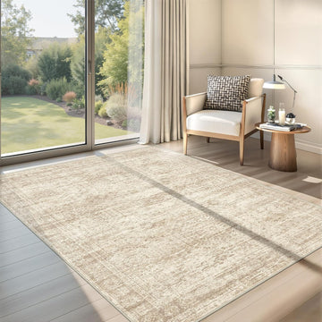 3x5 Washable Area Rug for Entryway, Soft Kitchen Rugs Non Slip for Dining Room, Vintage Abstract Liv