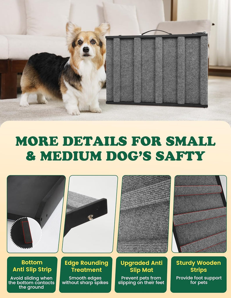 Dog Ramp for Small & Medium Dogs Foldable Pet Ramp for Bed (Black)