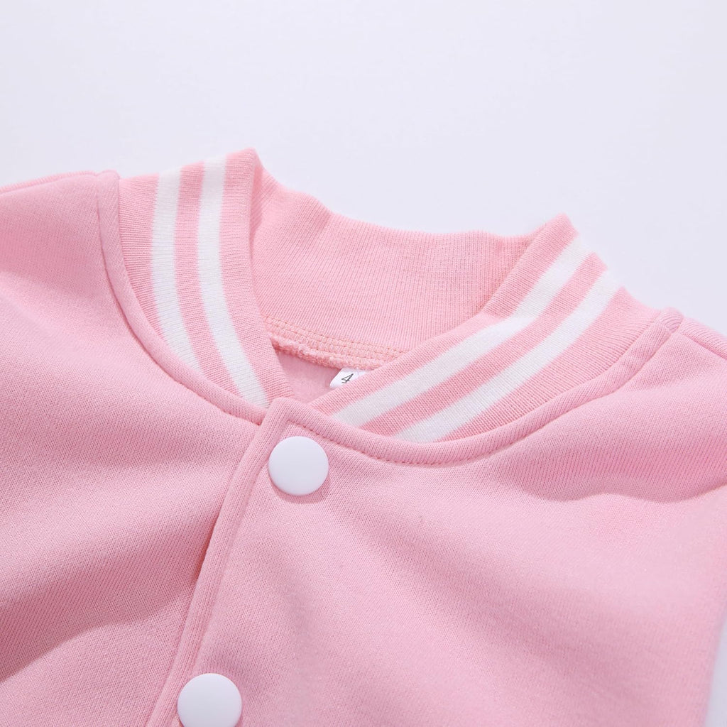 Kids Varsity Jacket Girls Boys Baseball Jacket Bomber Coat School Uniform with Pocket
