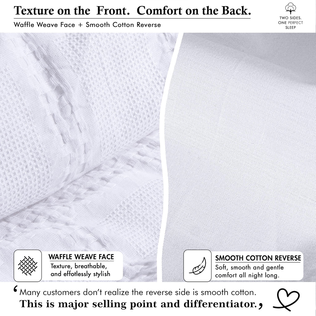100% Cotton Waffle Duvet Cover, Bright White
