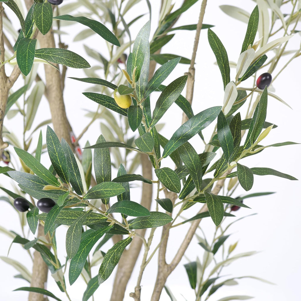 8FT Artificial Olive Tree Tall Faux Potted Plant White Planter Indoor