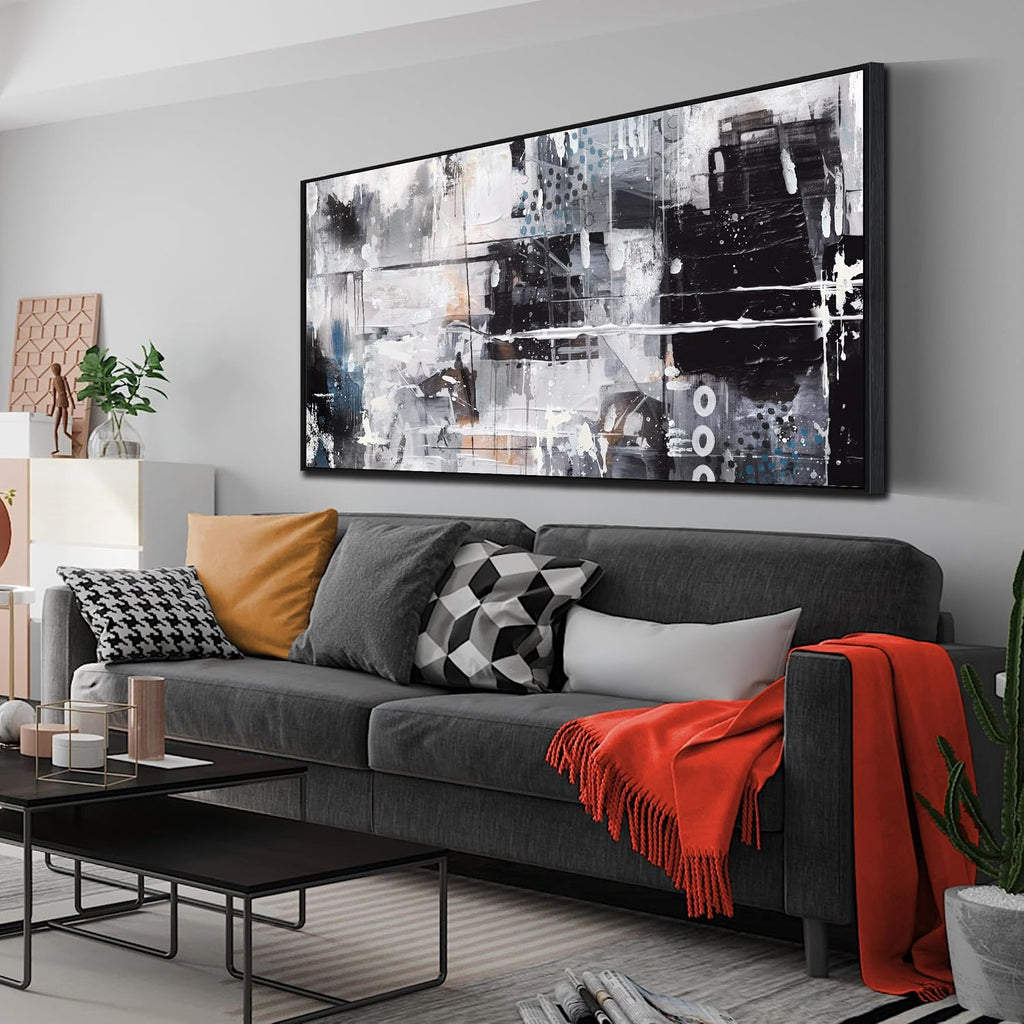 Large Abstract Canvas Wall Art - Black and White Pictures Wall Art Large Size Ready to Hang