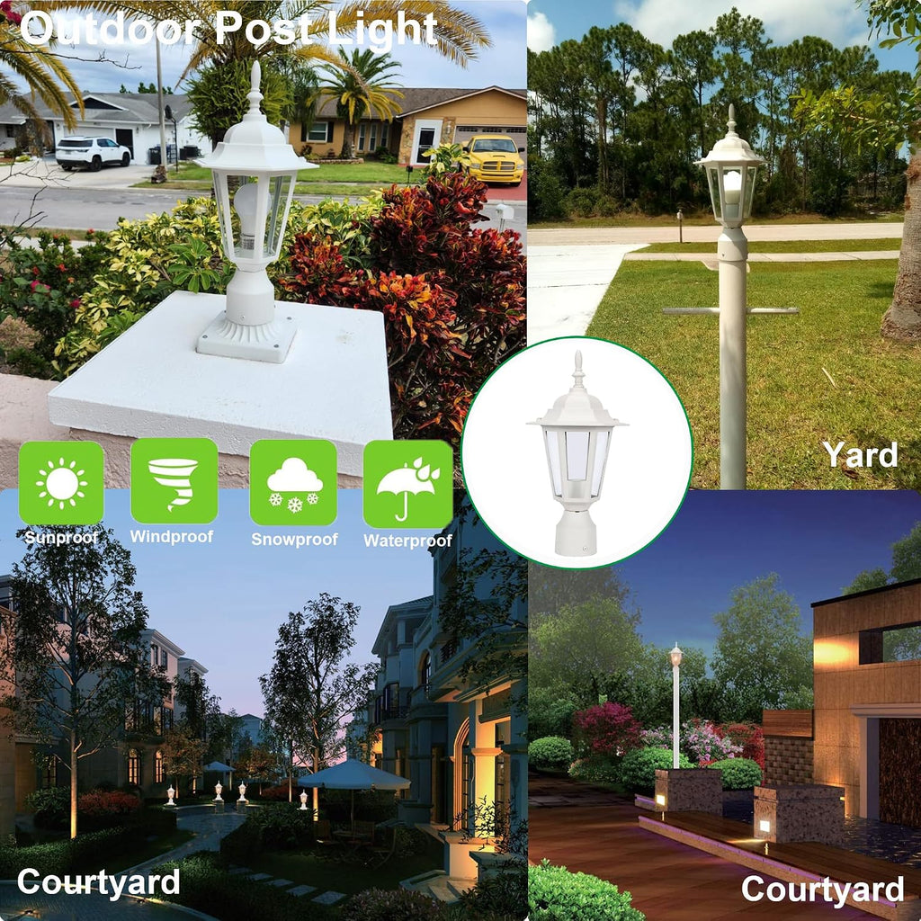 16 Inch Outdoor Lamp Post Light Fixture, Exterior Pole Lantern with Clear Glass