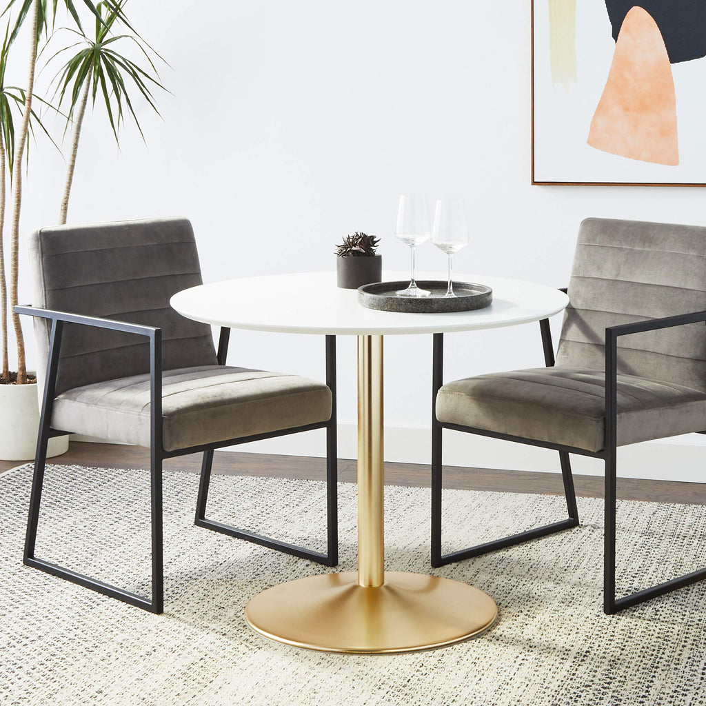 Inspired Saarinen Style Pisa 35" Round Dining Table, Seats 2-4, Compact Retro Design Kitchen Table for Small Spaces with Modern Chrome Plated